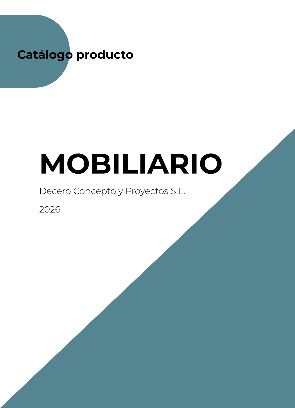 Portada del Catálogo de Mobiliario 2026 de Decero Concepto y Proyectos